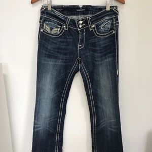 Studded low cut flared jeans